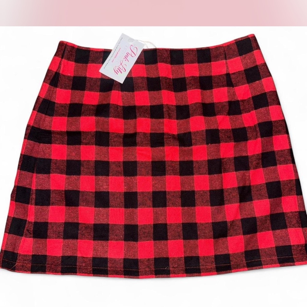 Pink Lily Red and Black Checkered Mini Skirt